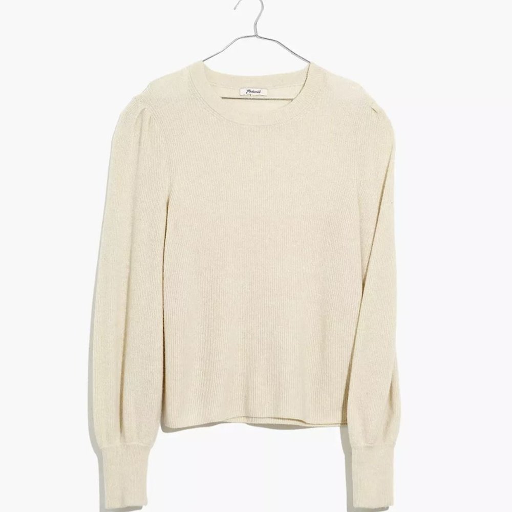 Madewell White Baybrook Pullover Sweater